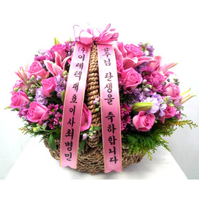 혼합분홍장미꽃바구니